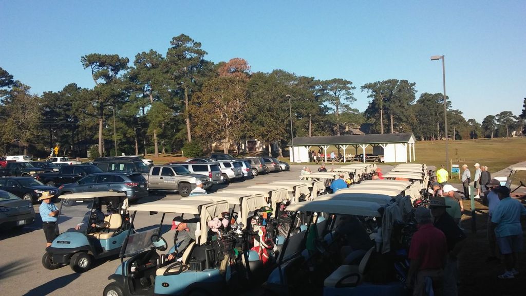 Golf carts in sunlight